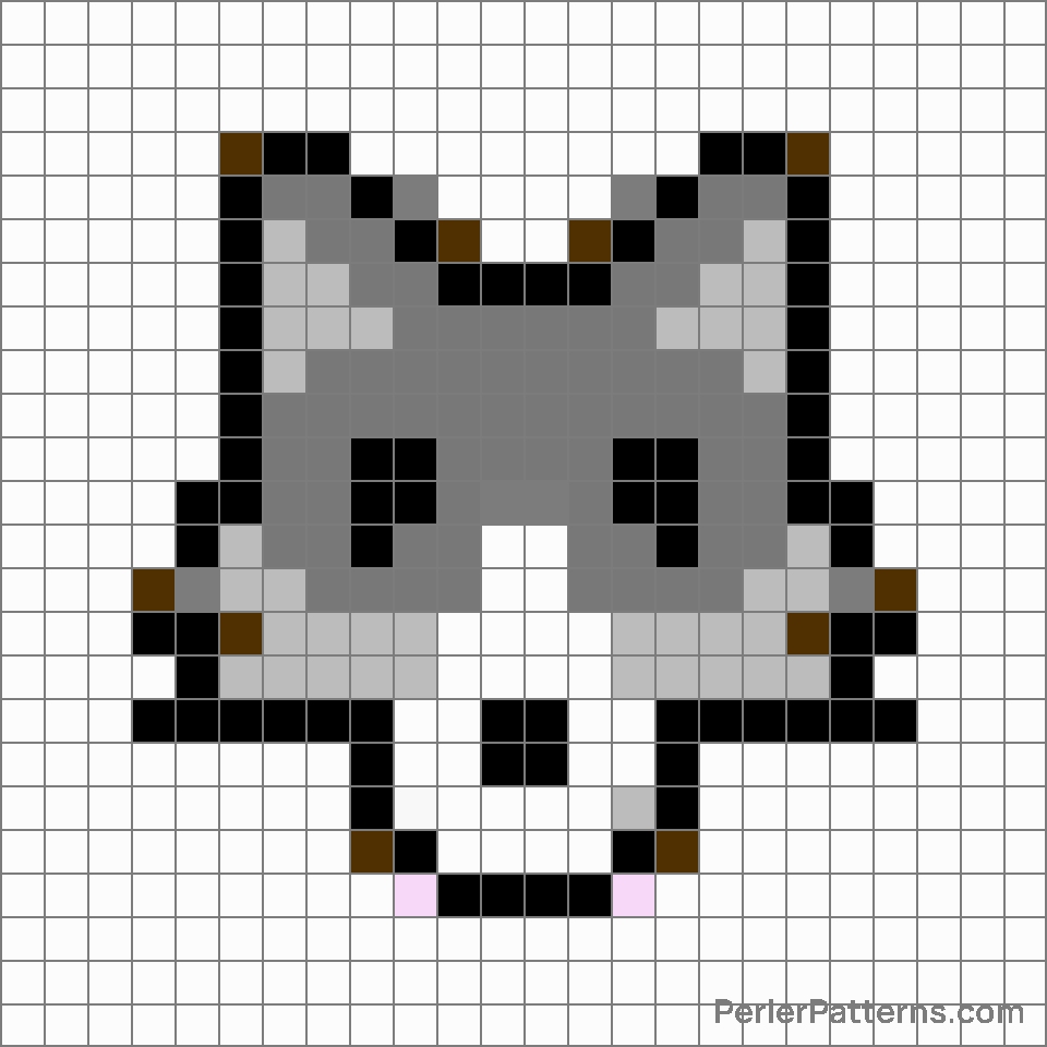 Wolf emoji Perler Patterns - PerlerPatterns