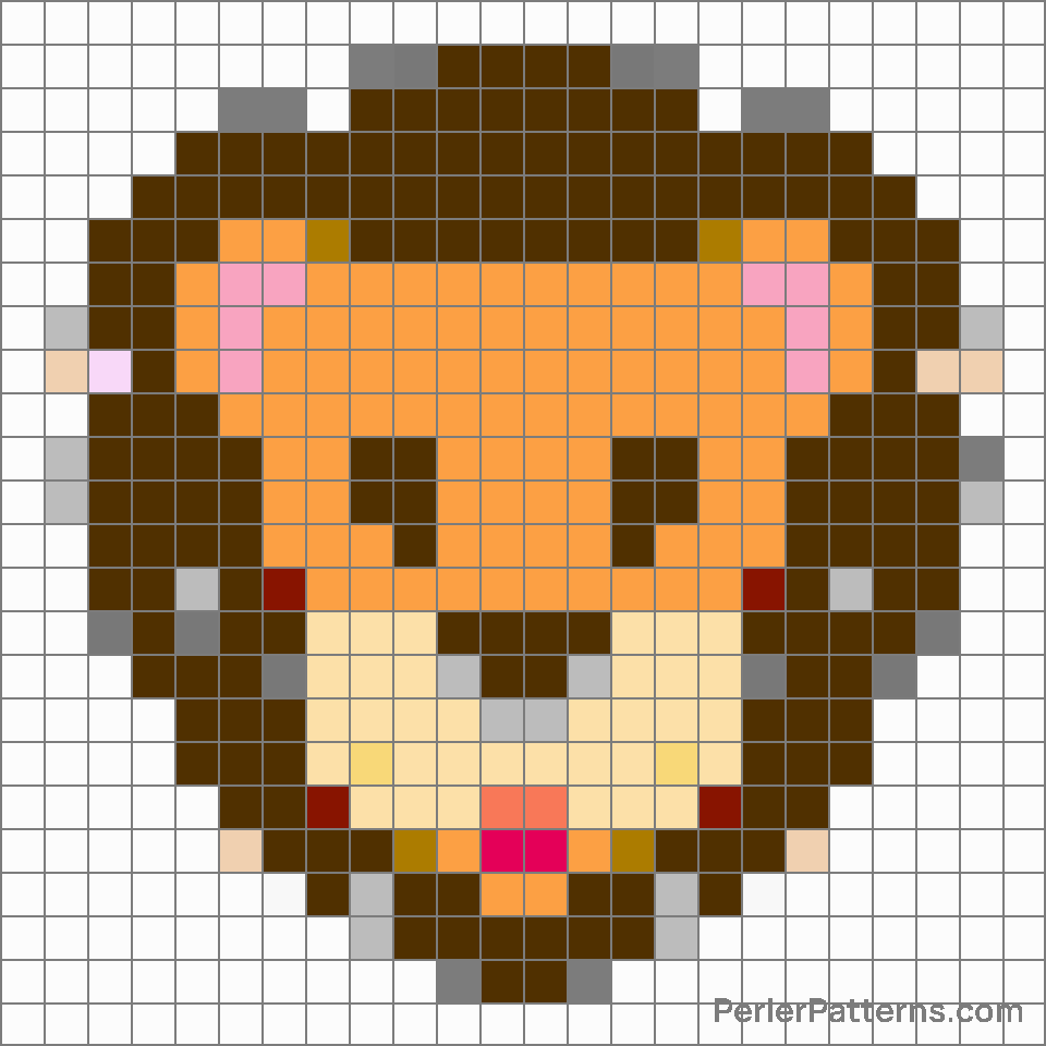 Lion emoji Perler Patterns - PerlerPatterns