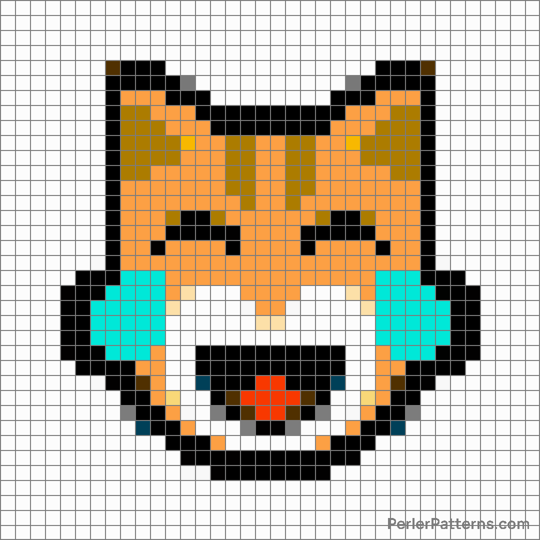 Cat with tears of joy emoji Perler Patterns - PerlerPatterns