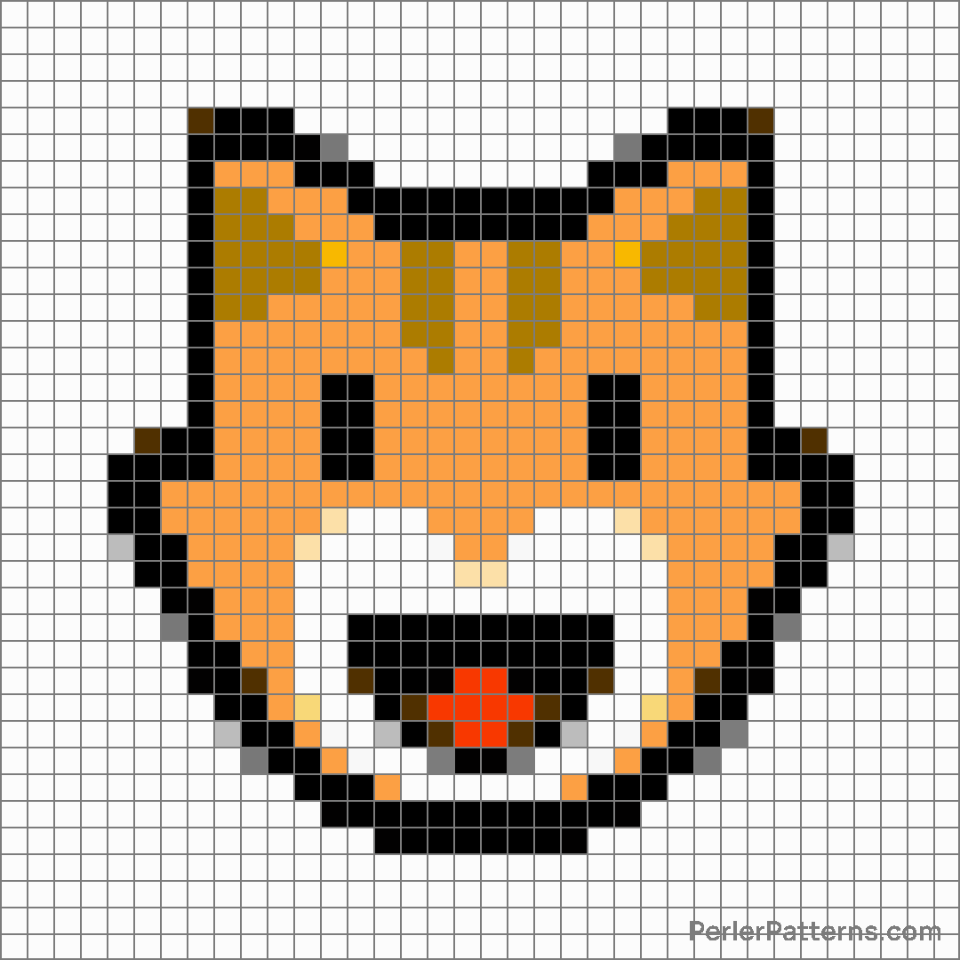 Grinning cat emoji Perler Patterns - PerlerPatterns