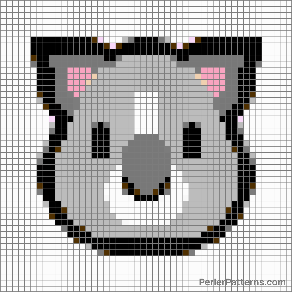 Koala emoji Perler Patterns - PerlerPatterns
