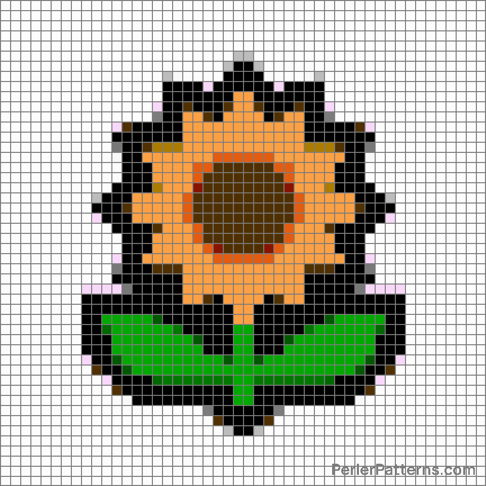 Sunflower emoji Perler Patterns - PerlerPatterns