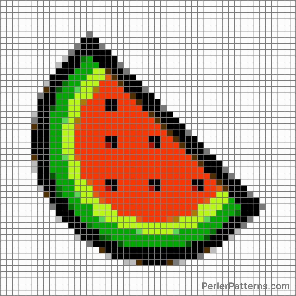 Watermelon emoji Perler Patterns - PerlerPatterns