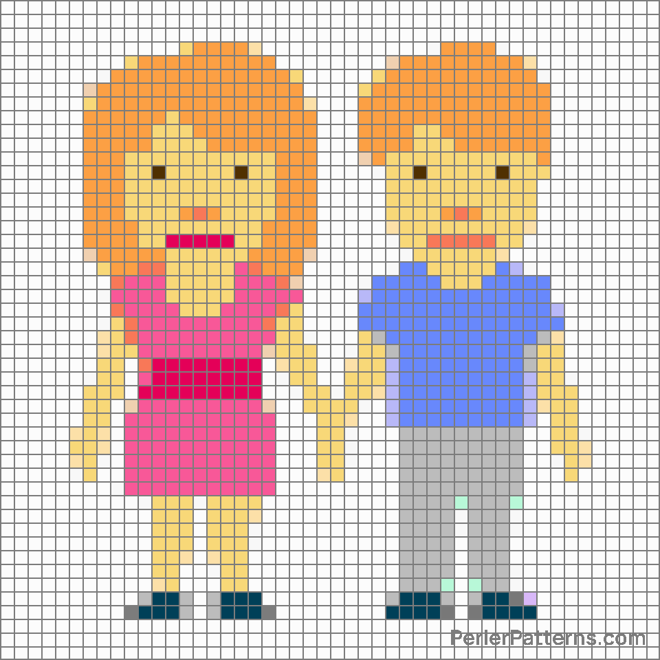 Woman and man holding hands emoji Perler Patterns - PerlerPatterns